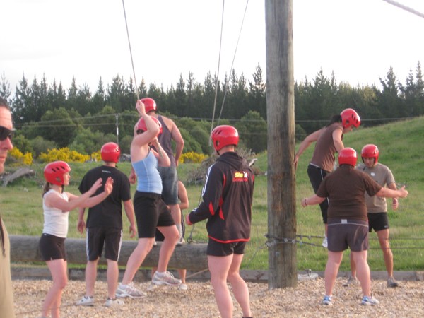 The Unison Taupo Lakers training at Taupo�s 'Rock n Ropes' course